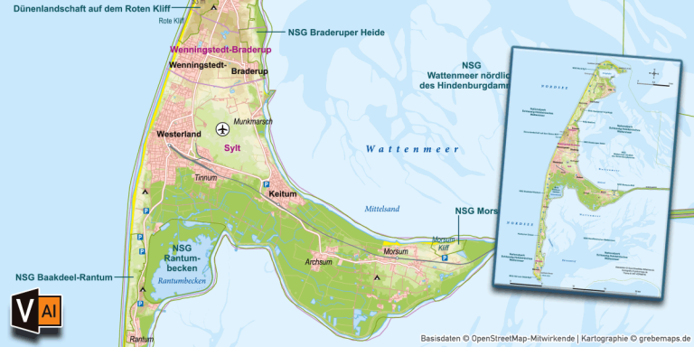 Karte Sylt Inselkarte Sylt Karte Insel Sylt Vektorkarte Sylt Als Ai