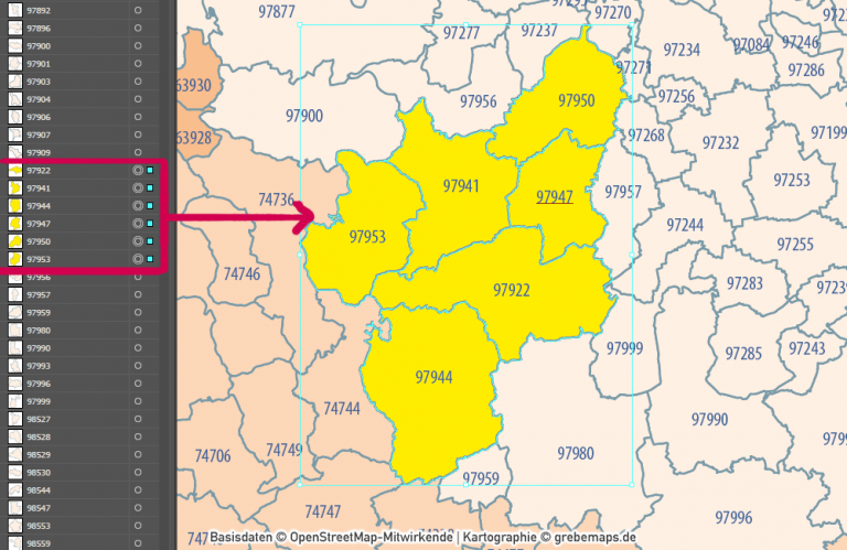 Deutschland Postleitzahlenkarte PLZ-1-5 Mit Landkreisen Bundesländern ...